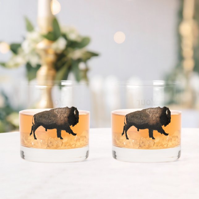 Galloping Bison Whiskey Glass (Insitu (Wedding))