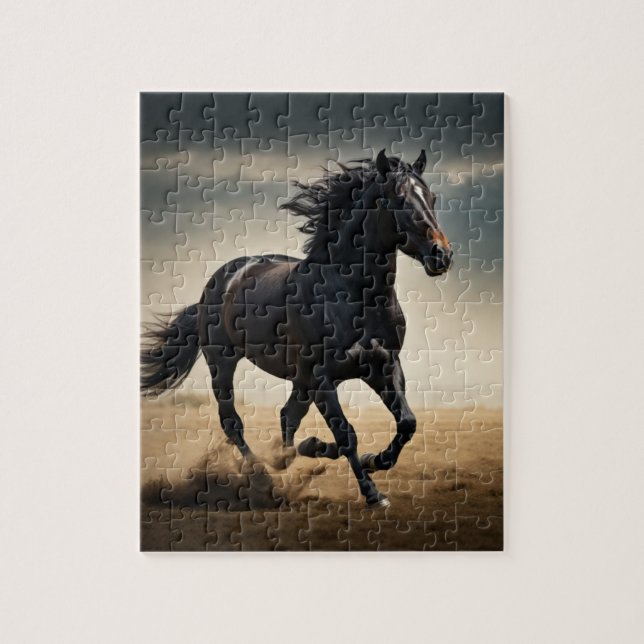 Galloping Black Stallion Jigsaw Puzzle (Vertical)