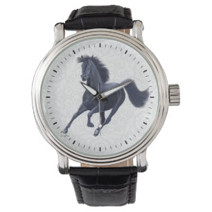 Galloping Black Thoroughbred Horse Watch