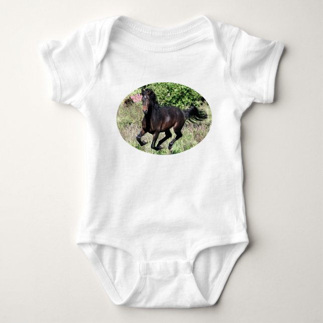 Galloping Chestnut Horse Baby Bodysuit (Front)