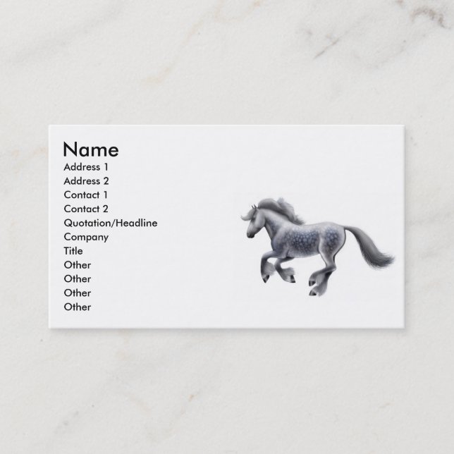 Galloping Draught   Horse Business Card (Front)