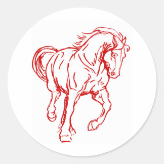 Galloping Draught Horse Classic Round Sticker