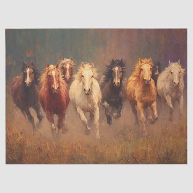 Galloping Freedom Horses Decoupage Tissue Paper (Front)