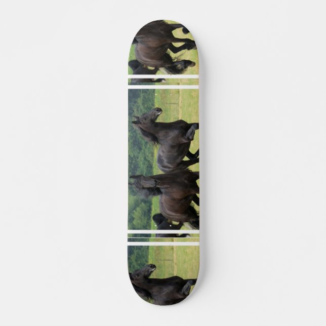 Galloping Friesian Horses  Skateboard (Front)