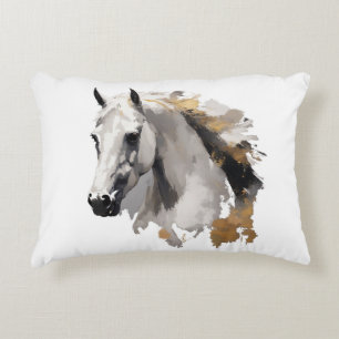 Galloping Grace White Horse Art Decorative Cushion