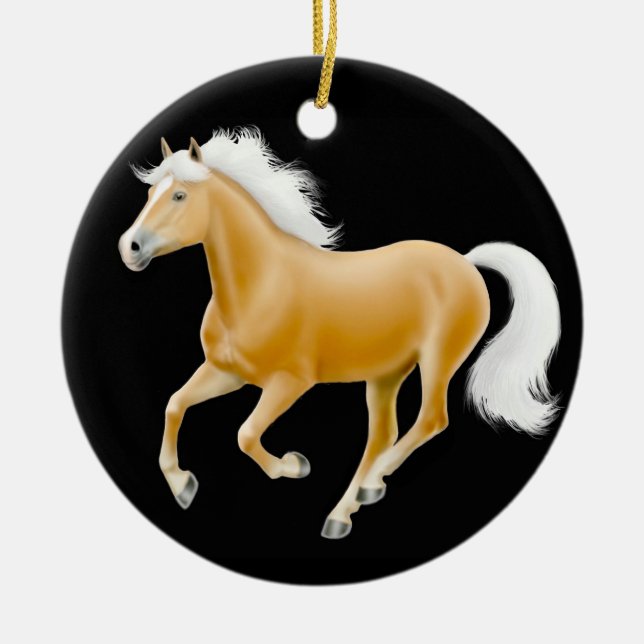 Galloping Haflinger Horse Ornament (Front)