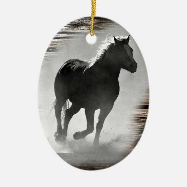 Galloping Horse Ceramic Tree Decoration (Front)