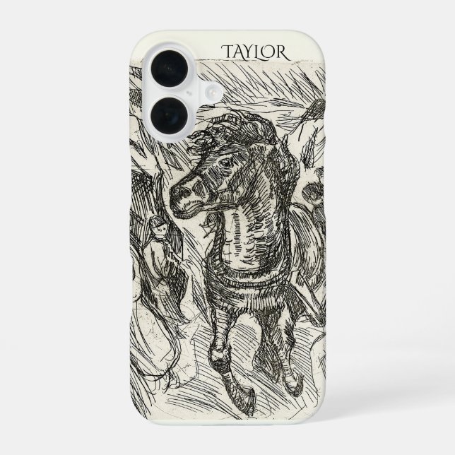 Galloping Horse – Edvard Munch Personalized  iPhone 16 Case (Back)