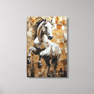 Galloping Horse in Dynamic Impasto Art Canvas Print