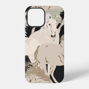 Galloping horse vintage seamless pattern. Square b iPhone 12 Case