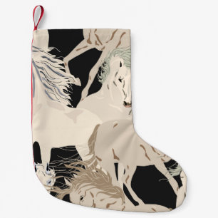 Galloping horse vintage seamless pattern. Square b Small Christmas Stocking
