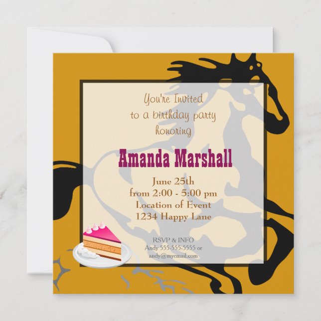 Galloping Horse Wild and Free Birthday Party Invitation (Front)