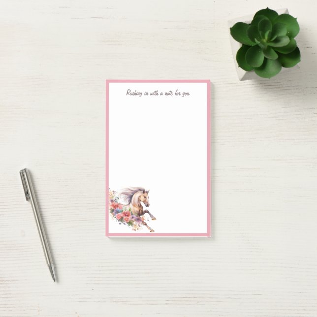 Galloping Horse With Floral Wreath Post-it Notes (Office)