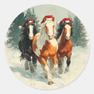 Galloping Horses Christmas Sticker