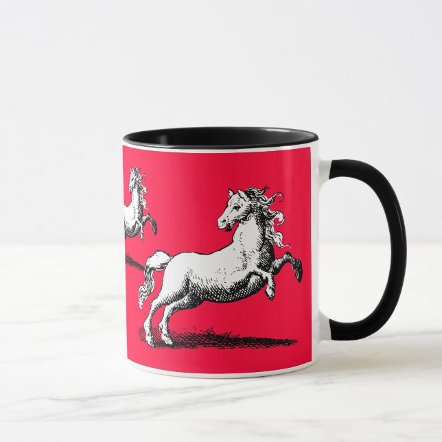 Galloping Horses Elegant Red and Black Mug (Right)
