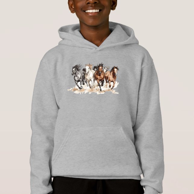 Galloping Horses Kids Sweatshirt (Front)