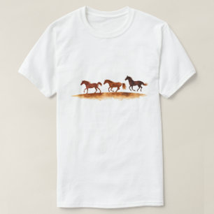 Galloping Horses on Watercolor Plain T-Shirt