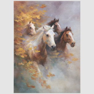 Galloping Horses Through Autumn Mist Tissue Paper