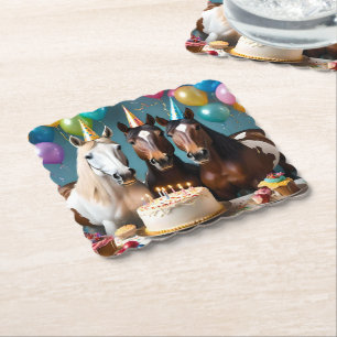 Galloping into Fun: A Horse Birthday Celebration Paper Coaster