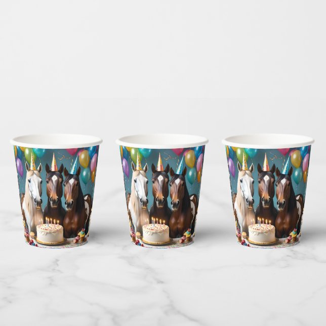 Galloping into Fun: A Horse Birthday Celebration Paper Cups (Multi)