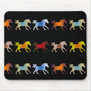 Galloping Ponies on Black Mouse Pad