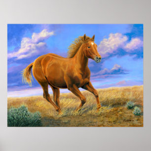 Galloping Quarter Horse Painting - Poster