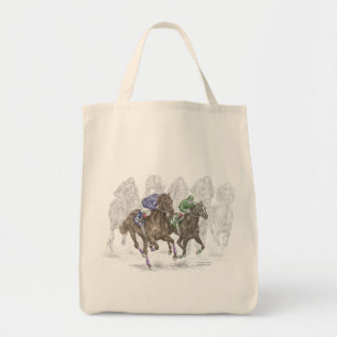 Galloping Race Horses Tote Bag