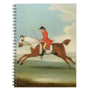 Galloping Racehorse and mounted Jockey in Red (oil Spiral Notebook