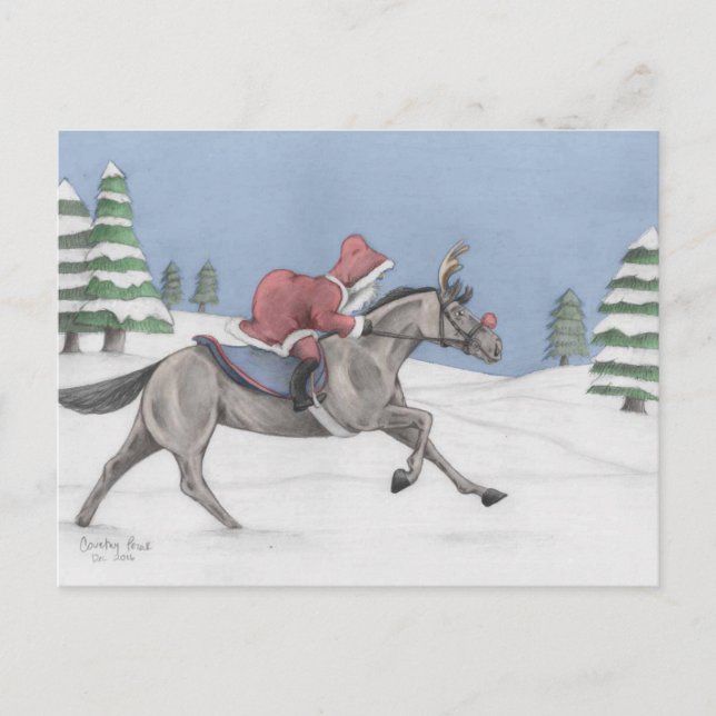 Galloping Santa Holiday Postcard (Front)