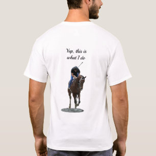 Galloping Thoroughbred Horse And Rider B T-Shirt