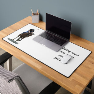 Galloping Thoroughbred Horse And Rider Desk Mat