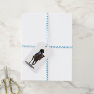 Galloping Thoroughbred, Horse And Rider Gift Tag