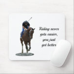 Galloping Thoroughbred Horse And Rider Mouse Pad<br><div class="desc">Galloping Thoroughbred Horse And Rider,  Mouse Pad.  Digital Art. Spirited Thoroughbred and his rider in morning workout. Show how proud you are of the horse work you do. Transparent background. Fully customisable; make it your own. Edit the wording to your liking,  or remove the text entirely.</div>