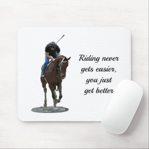 Galloping Thoroughbred Horse And Rider Mouse Pad