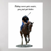 Galloping Thoroughbred Horse And Rider Poster