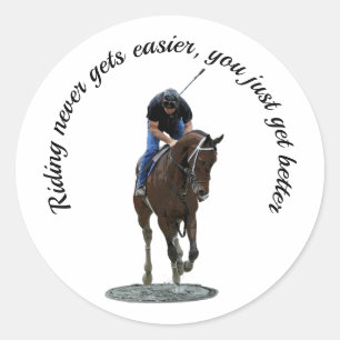 Galloping Thoroughbred Horse And Rider Sticker
