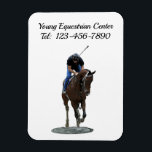 Galloping Thoroughbred Horse Flexible Magnet<br><div class="desc">Galloping Thoroughbred Horse And Rider,  Flexible Magnet. Digital Art. Spirited Thoroughbred and his rider in morning workout. Show how proud you are of the horse work you do. Transparent background. Fully customisable; make it your own. Edit the wording to your liking,  or remove the text entirely.</div>