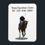 Galloping Thoroughbred Horse Flexible Magnet<br><div class="desc">Galloping Thoroughbred Horse And Rider,  Flexible Magnet. Digital Art. Spirited Thoroughbred and his rider in morning workout. Show how proud you are of the horse work you do. Transparent background. Fully customisable; make it your own. Edit the wording to your liking,  or remove the text entirely.</div>