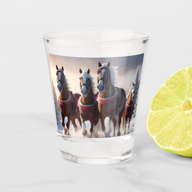 Galloping Through the Snow: Santa’s Magical Horses Shot Glass (Front)