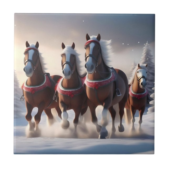 Galloping Through the Snow: Santa’s Magical Horses Tile (Front)
