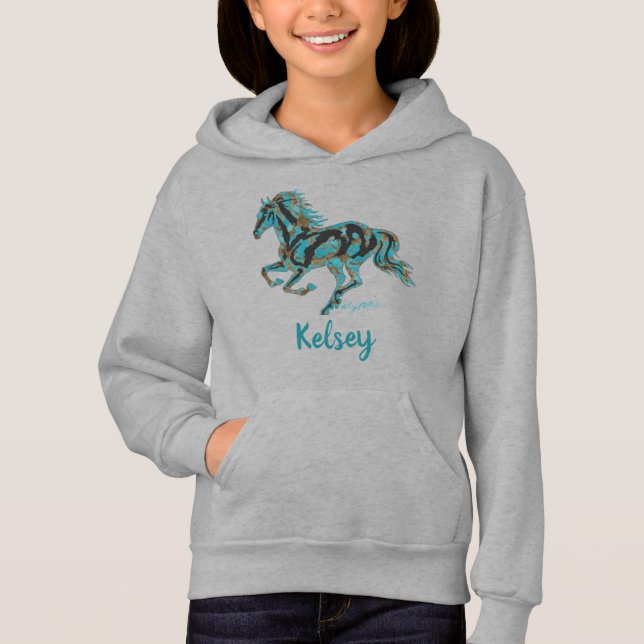 Galloping Turquoise Horse Silhoutte (Front)