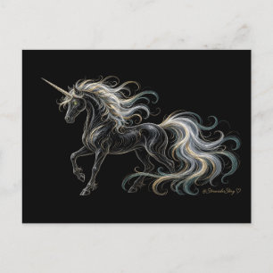 Galloping Unicorn with Silver Mane Postcard