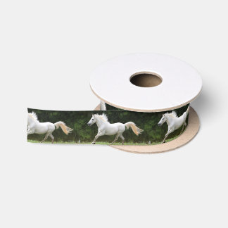 Galloping White Horse Satin Ribbon