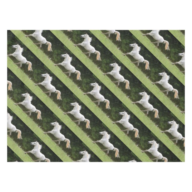 Galloping White Horse Tablecloth (Front (Horizontal))