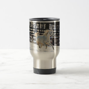 Galloping White Horse Travel Mug