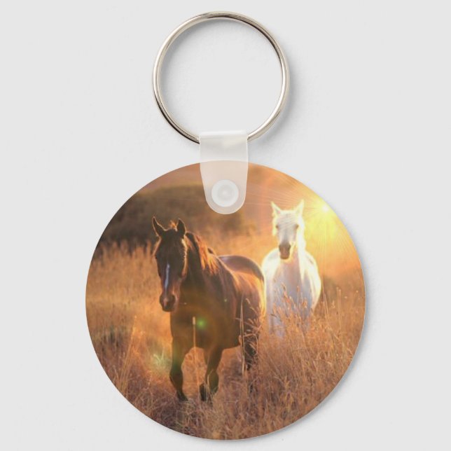 Galloping Wild Horses Keychain (Front)