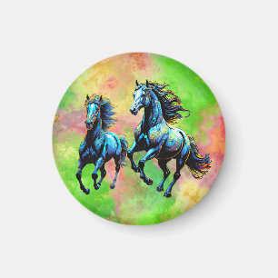 Gallopping Horses in the Morning Mist Magnet