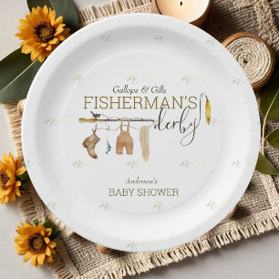 Gallops And Gills Fisherman's Derby Baby Shower Paper Plate