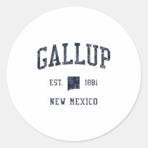 Gallup Nm Jn1 Vintage Athletic Blue Design  Classic Round Sticker