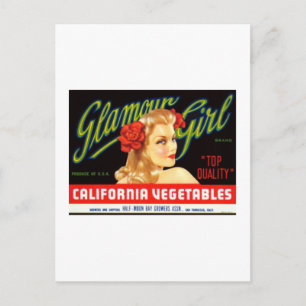 Galmour Girl California Vegetables Postcard
